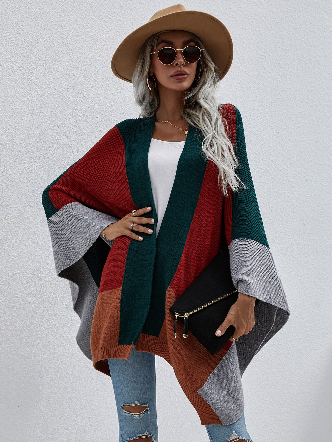 Mary Rib-Knit Handkerchief Poncho