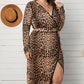 Chic Curvy Leopard Belted Surplice Wrap Dress