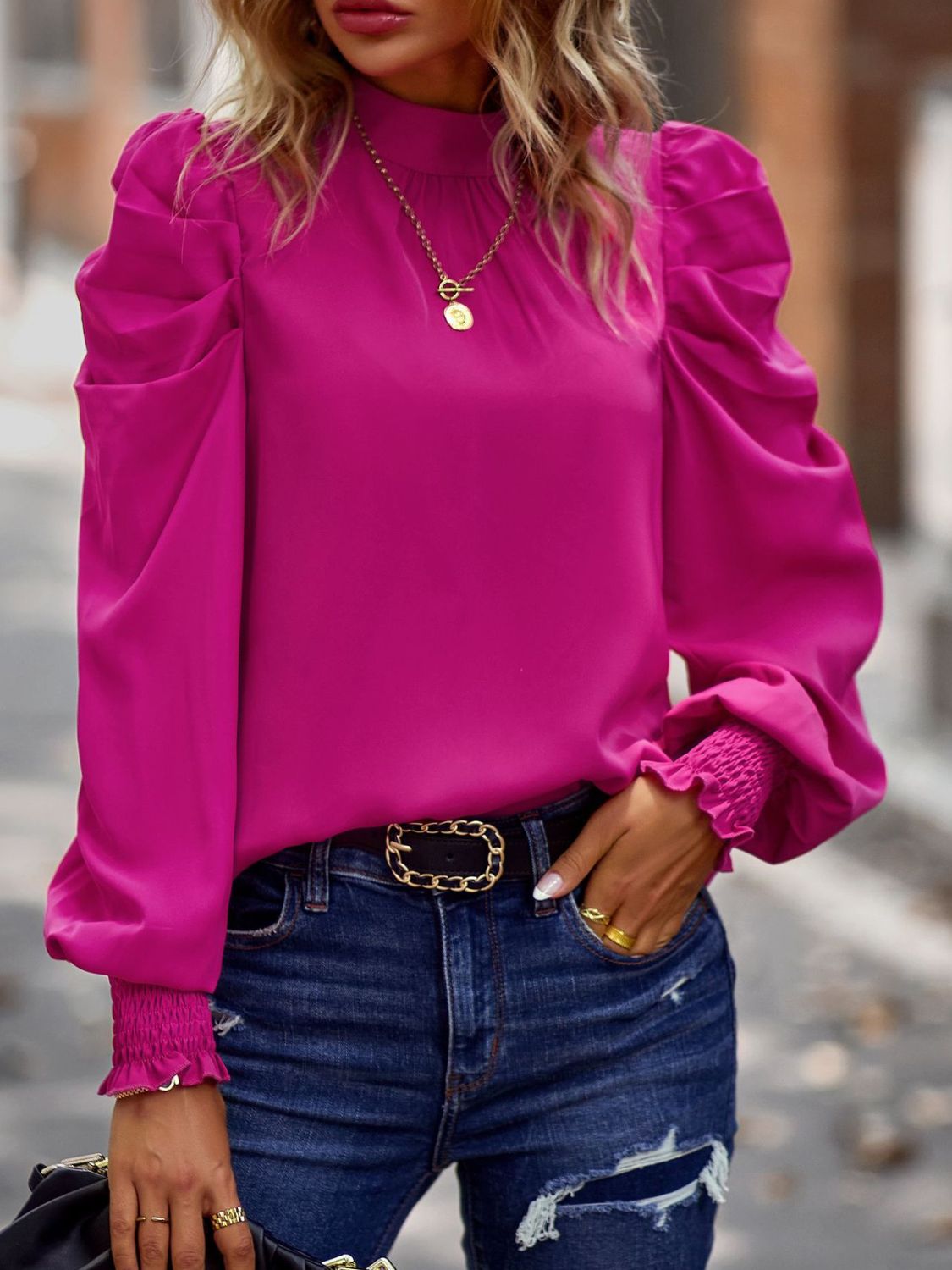 Dream Tie-Back Puff Sleeve Blouse