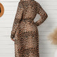Chic Curvy Leopard Belted Surplice Wrap Dress