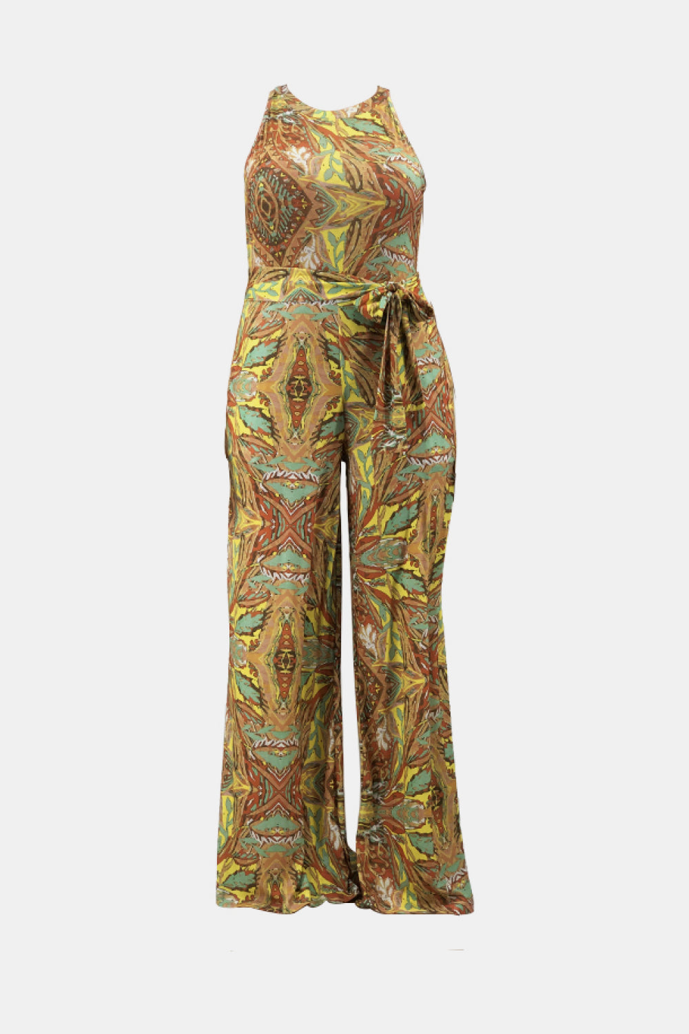 Chic Curvy No Time Printed Jumpsuit with Pockets