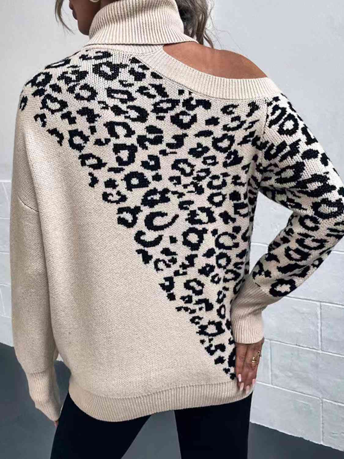 So Cold Leopard Turtleneck Sweater