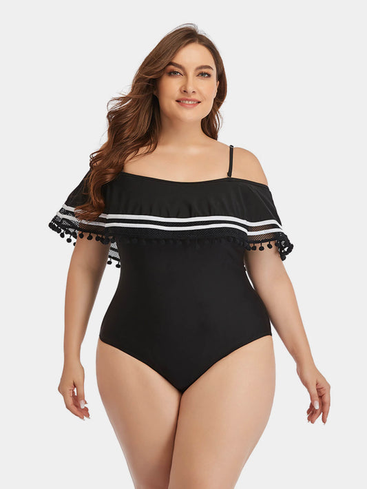 Chic Curvy Cold-Shoulder One-Piece Swimsuit