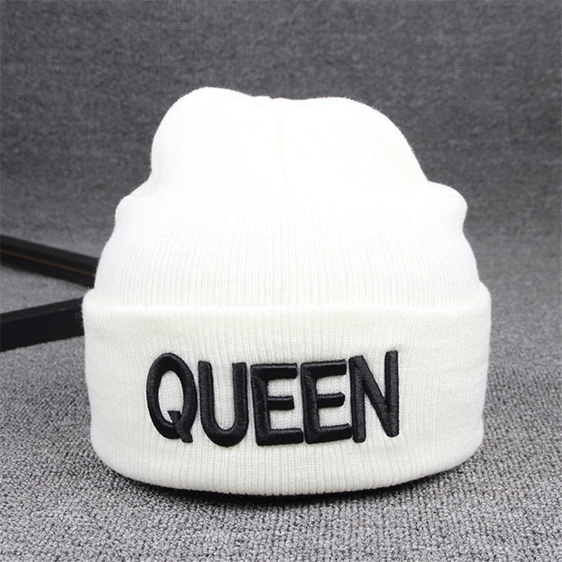 Knitted KING/QUEEN Embroidered Beanies