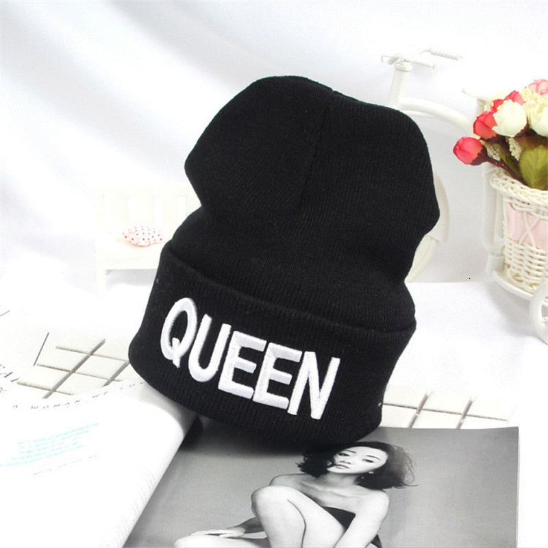 Knitted KING/QUEEN Embroidered Beanies