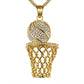 Ball Iced Out Basketball  Pendant Necklace
