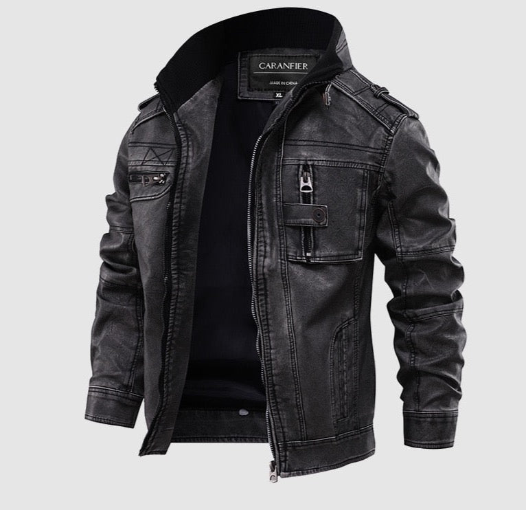 Mens Faux Leather Motorcycle Jacket