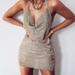 The High Life Luxury Rhinestone Halter Backless Mini Dress