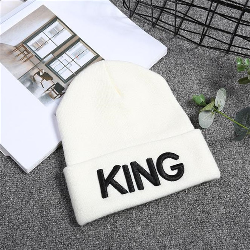 Knitted KING/QUEEN Embroidered Beanies