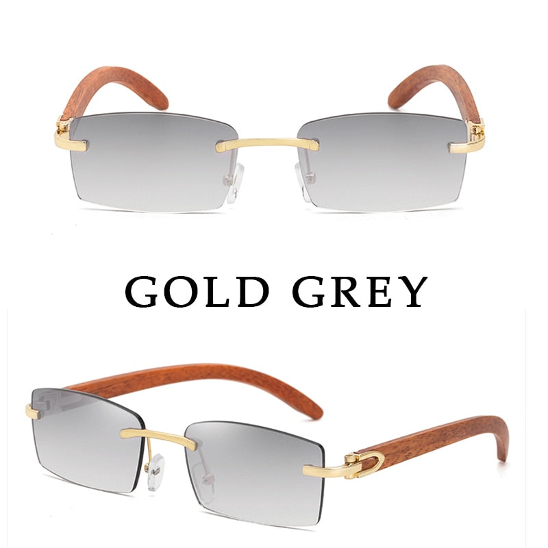 Luxury Vintage Square Rimless Men Sunglasses