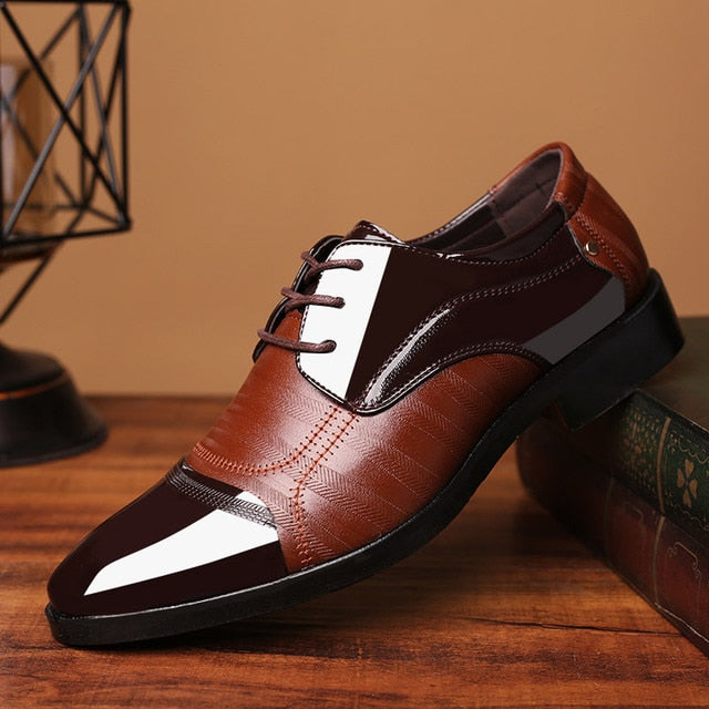 Elite Men’s Pointed Leather Dress Shoes