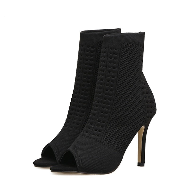 Work With Me Sock Ankle High Heels