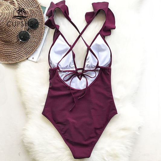 Ms. Ruffle V-neck Monokini