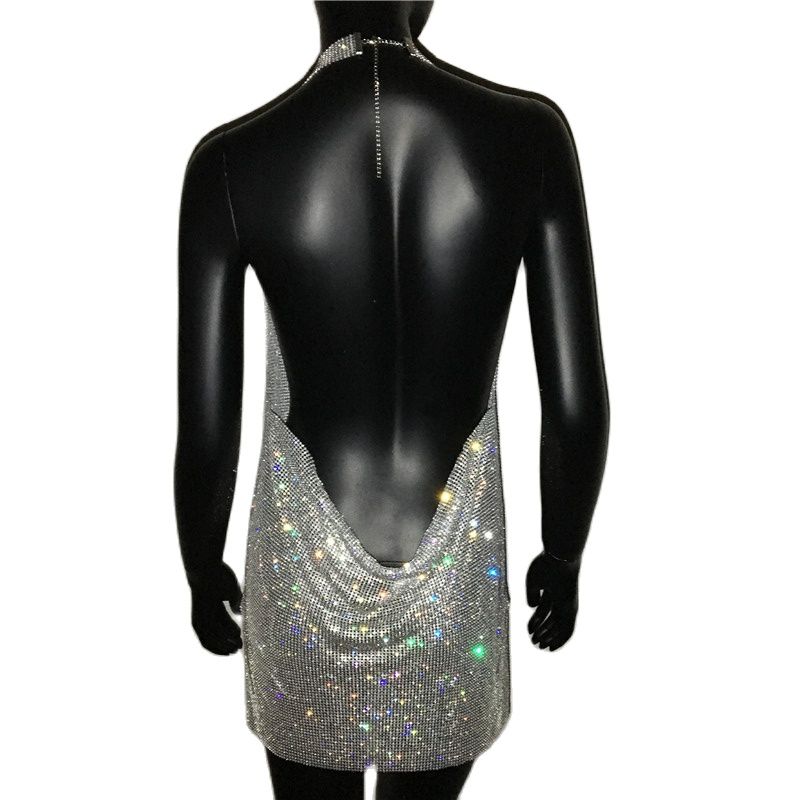 The High Life Luxury Rhinestone Halter Backless Mini Dress