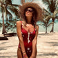 Kelly Printed Backless Monokini Zipper Swimsuit