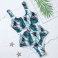 Kelly Printed Backless Monokini Zipper Swimsuit