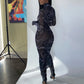 Sexy Mama Abstract Mesh Maxi Dress
