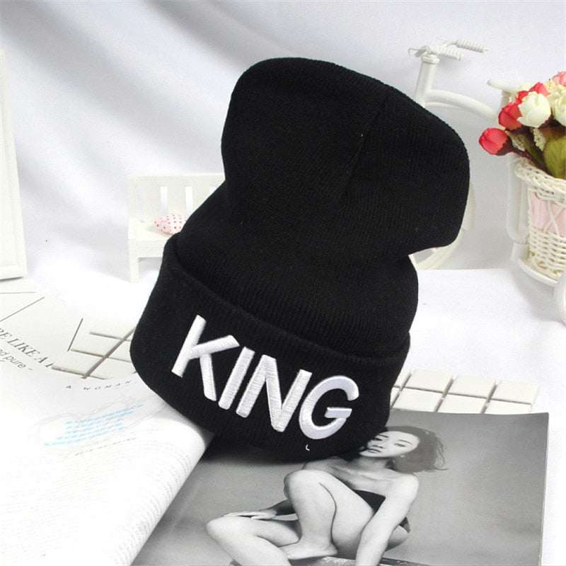 Knitted KING/QUEEN Embroidered Beanies