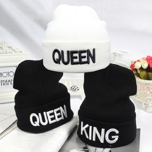 Knitted KING/QUEEN Embroidered Beanies