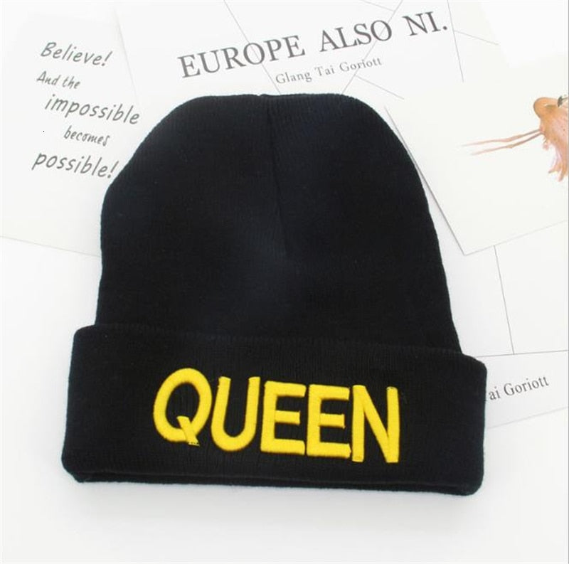 Knitted KING/QUEEN Embroidered Beanies