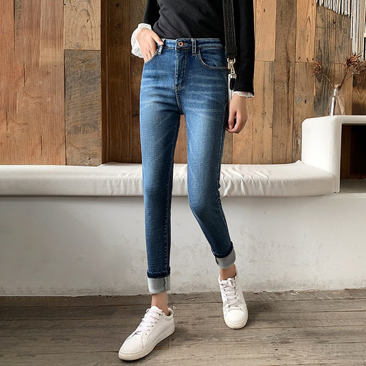 Stacy High Waist Skinny Fleece Jeans