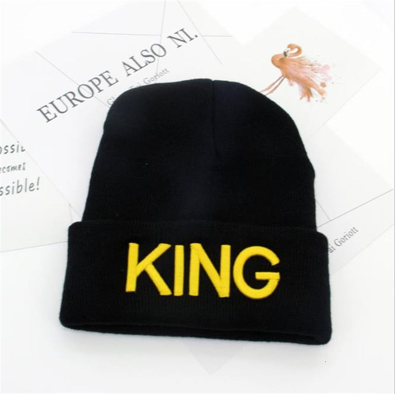 Knitted KING/QUEEN Embroidered Beanies