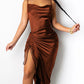 Ms. Asia Backless Ruched Satin Dress