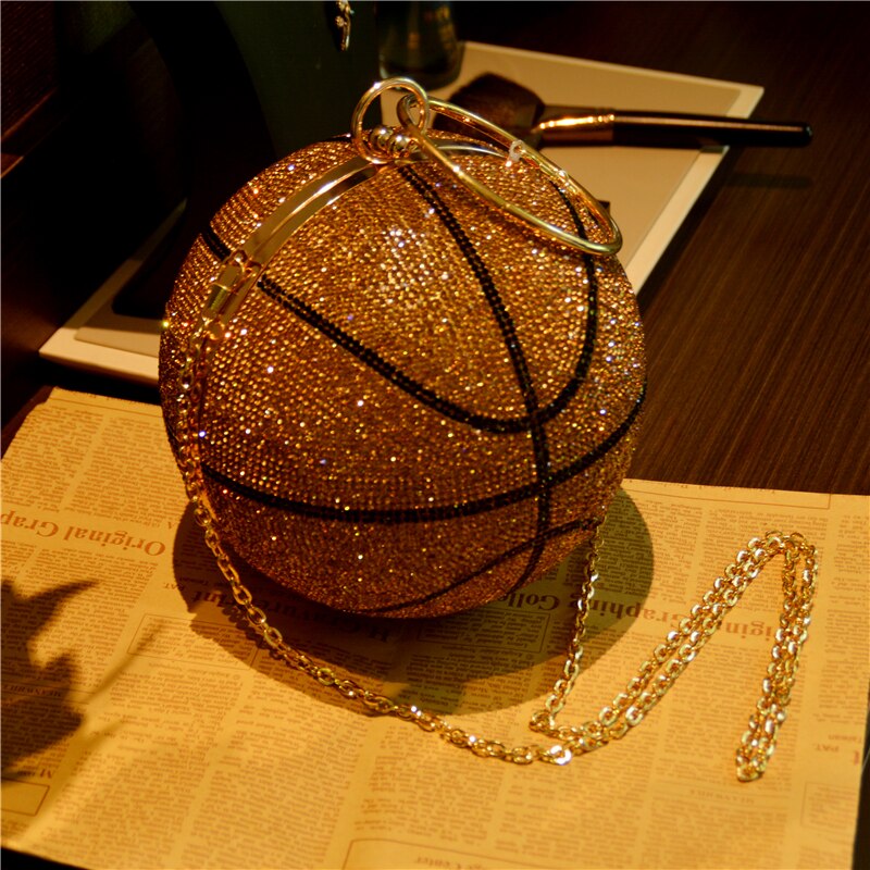 Bling Bling Crystal Rhinestone Basketball Clutch Purse