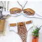 Ms. Sassy Belted Leopard Print High Waist Bikini- Khaki Combo