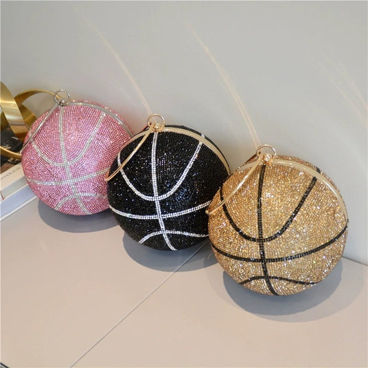 Bling Bling Crystal Rhinestone Basketball Clutch Purse