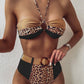 Ms. Sassy Belted Leopard Print High Waist Bikini- Khaki Combo