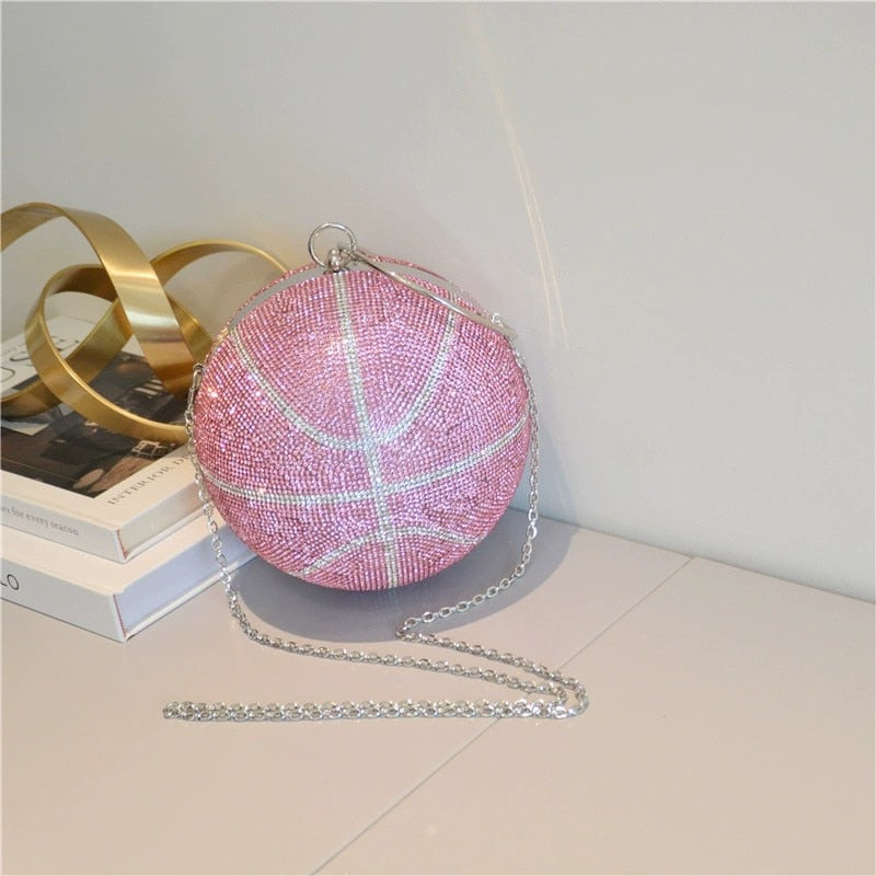 Bling Bling Crystal Rhinestone Basketball Clutch Purse