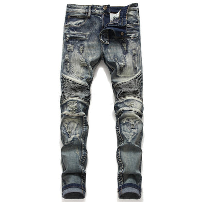 Men’s Ripped  Embroidered Skinny Jeans