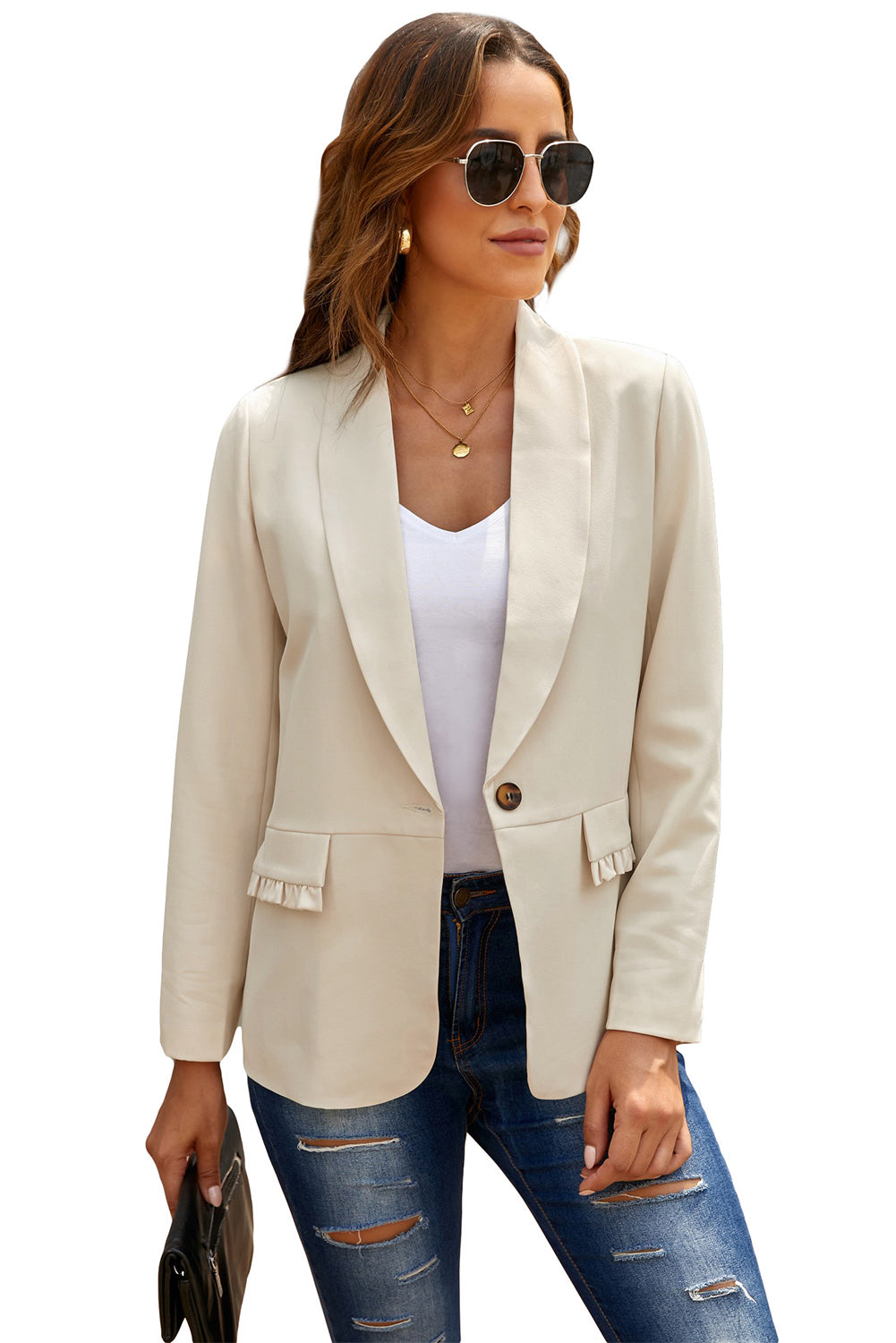 Rich Flex Lapel Collar Button Blazer