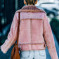 Fiercely Savvy Plush Suede Double-Breasted Jacket