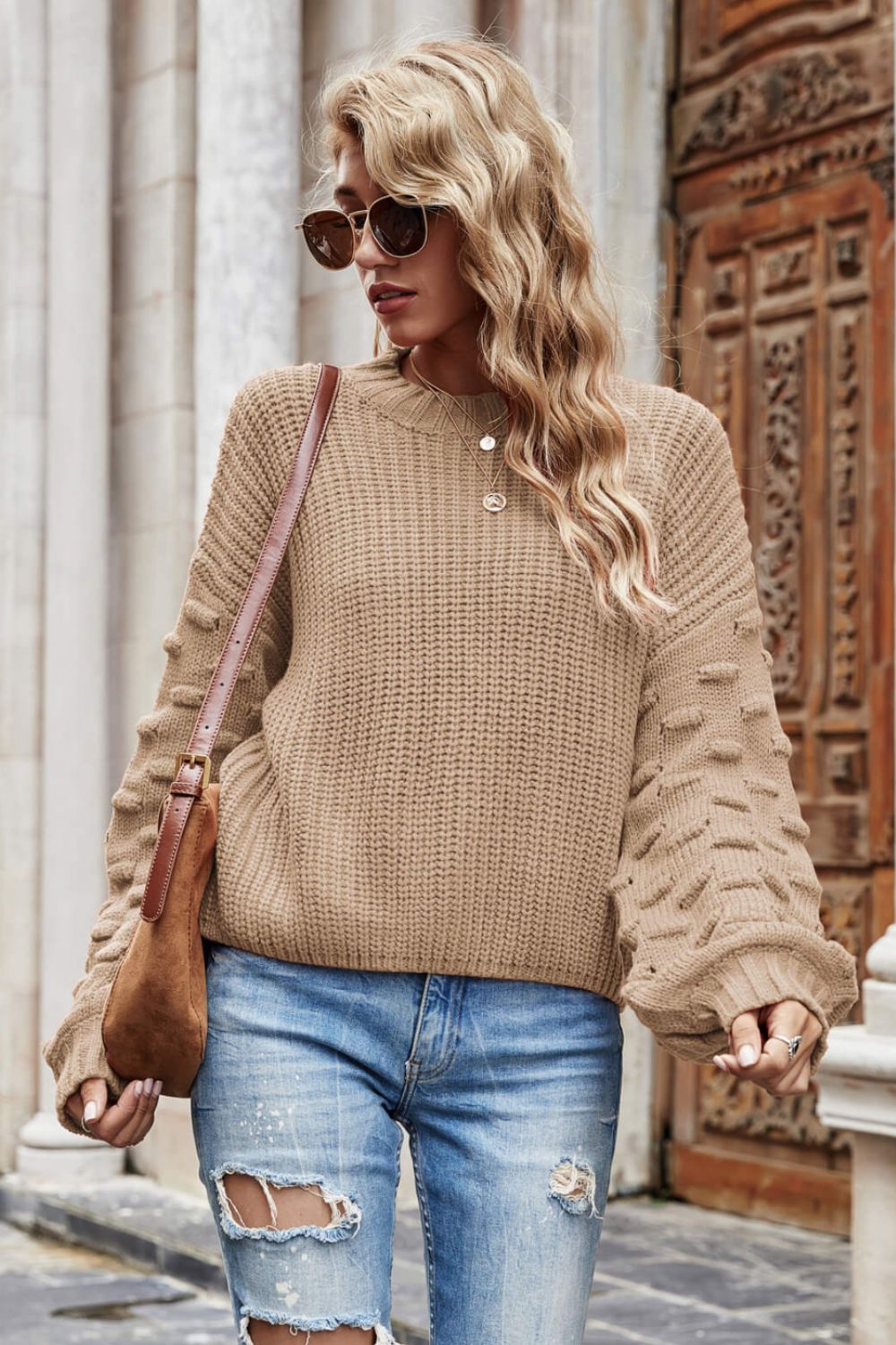 Weekend Vibes Rib-Knit Dropped Shoulder Sweater