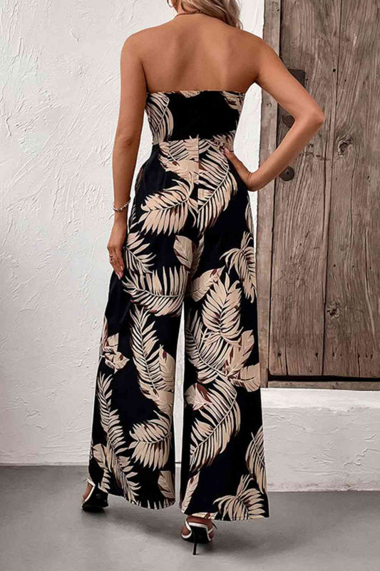 The Tropics Strapless Wide Leg Jumpsuit