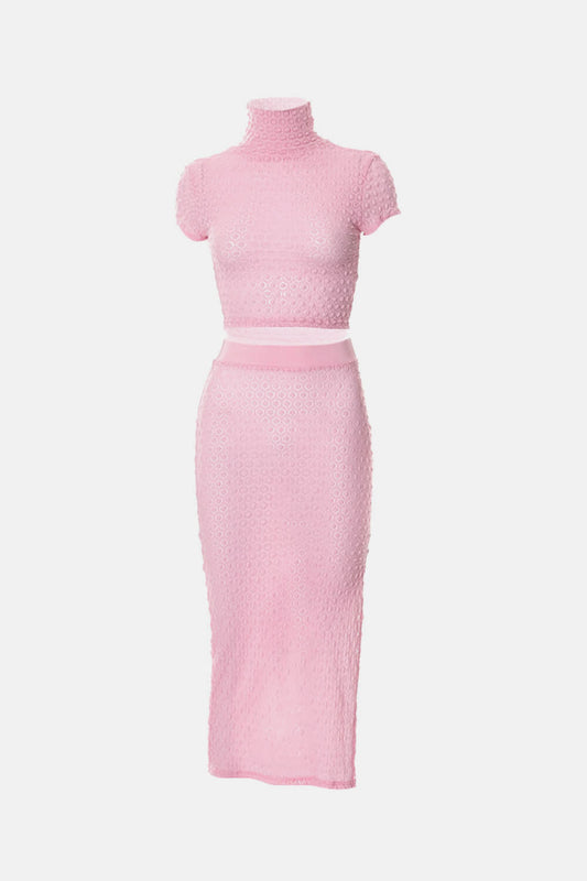 Pretty In Pink Textured Skirt Set