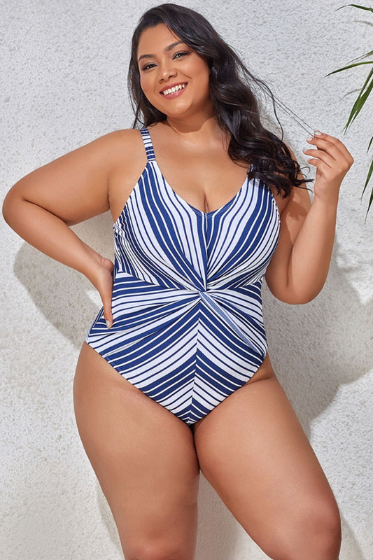 Chic Curvy Striped One-Piece Swimsuit