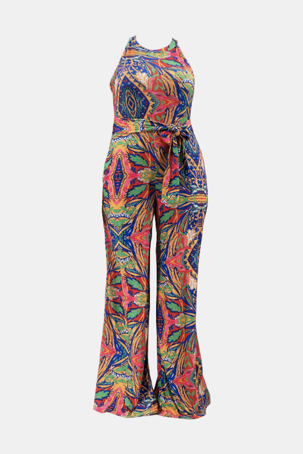 Chic Curvy No Time Printed Jumpsuit with Pockets