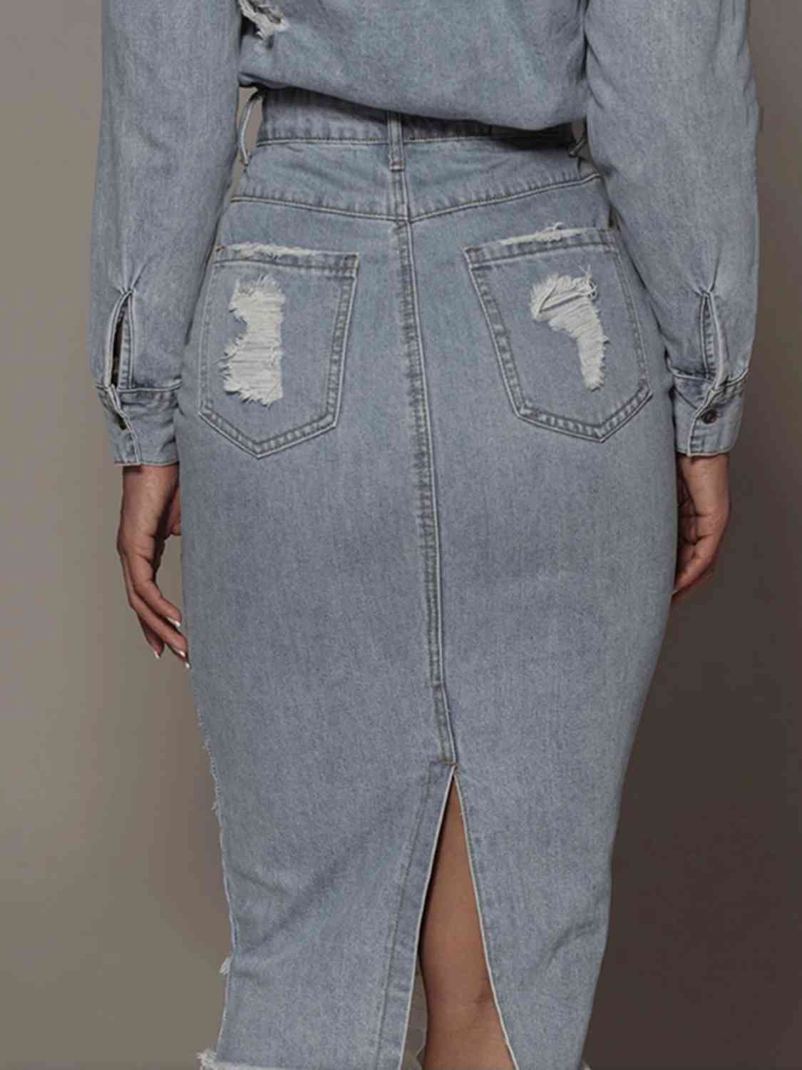 Bridget Distressed Denim Skirt