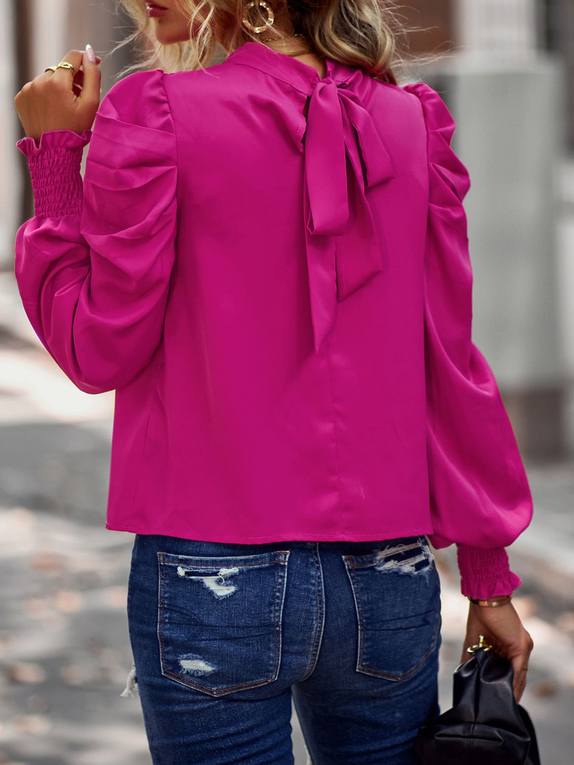 Dream Tie-Back Puff Sleeve Blouse