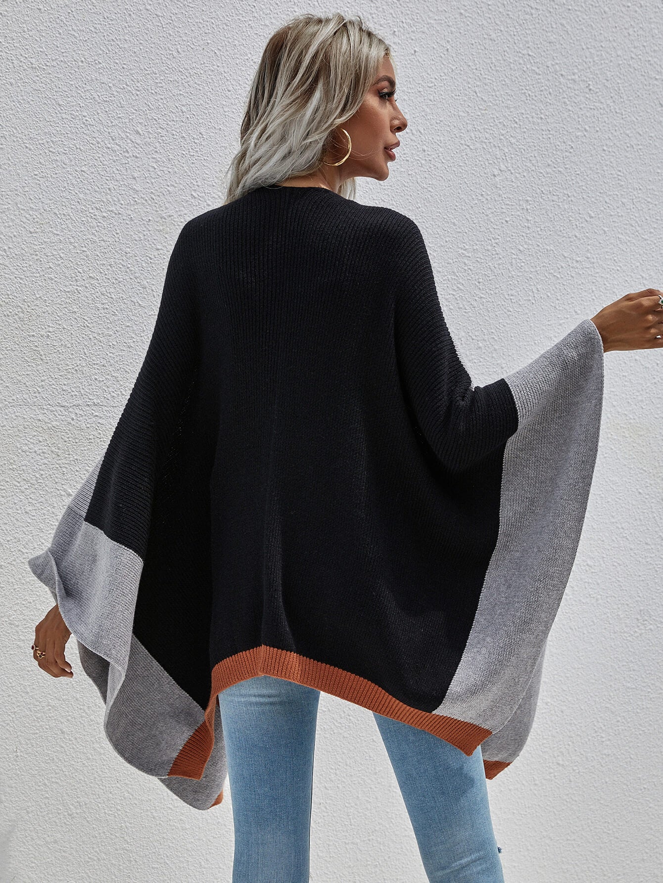 Mary Rib-Knit Handkerchief Poncho