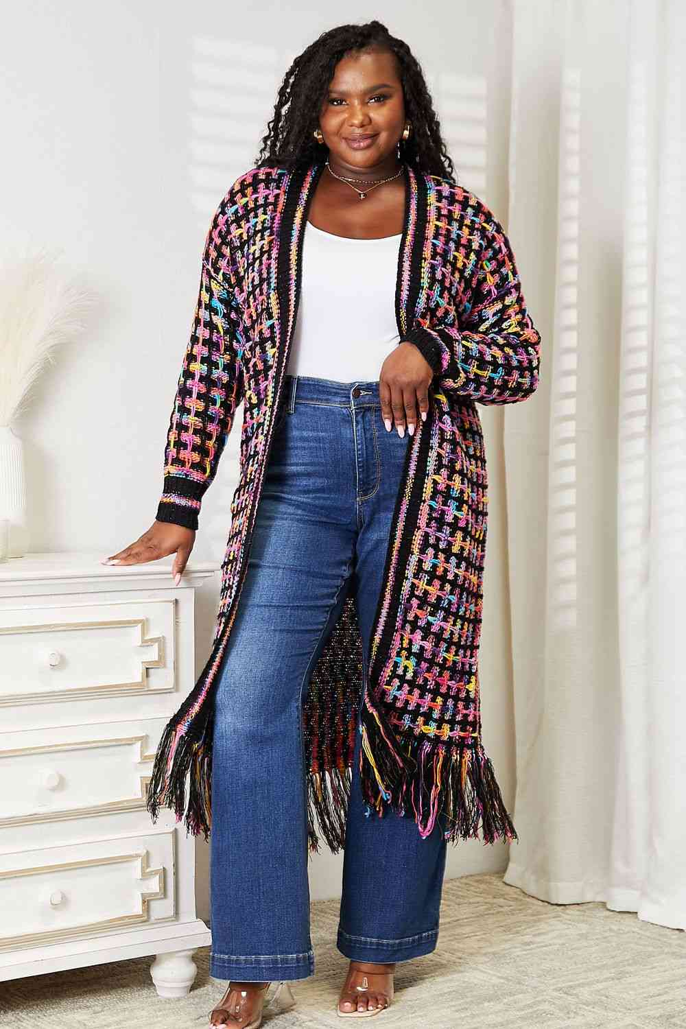 Double Up Fringe Hem Cardigan