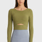Demi Cutout Long Sleeve Cropped Sports Top