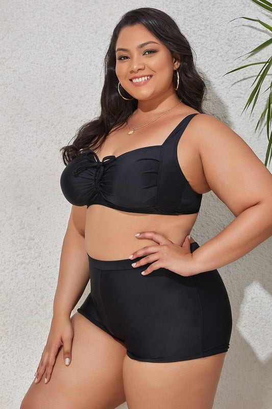 Chic Curvy Drawstring Detail Two-Piece Swimsuit