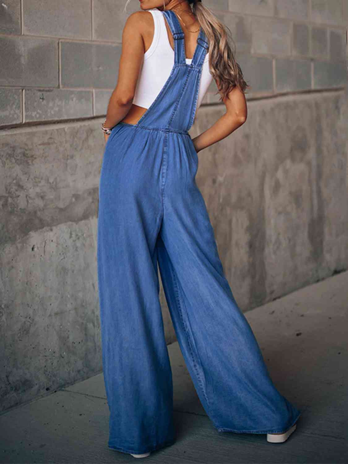 Candace Wide Leg Denim Overalls