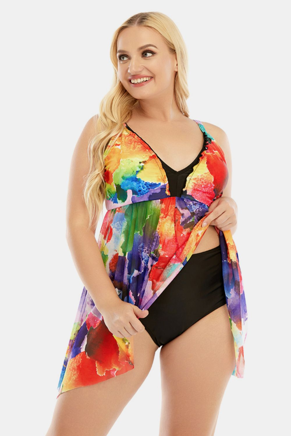 Chic Curvy V-Neck Two-Piece Swim Set