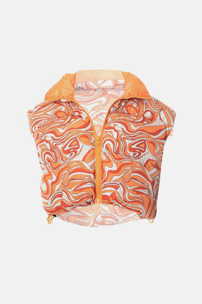 Orange Swirl Puffer Vest