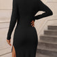 Double Or Nothing Slit Sweater Dress